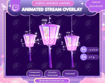 Purple Japanese Spring Festival Lantern - Animated Stream Decoration