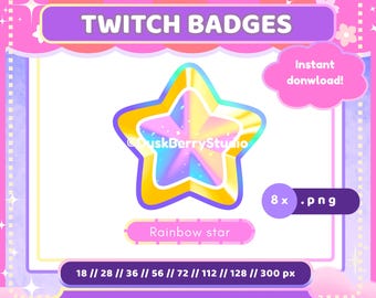 Rainbow Star Icon | Twitch Channel Points Icon | Channel Point Icon | Twitch Sub / Point Badge | Ready To Use Twitch | Discord Icon