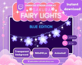 Sakura Blüten Lichterkette, Blue Sparkle Animierte Dekoration