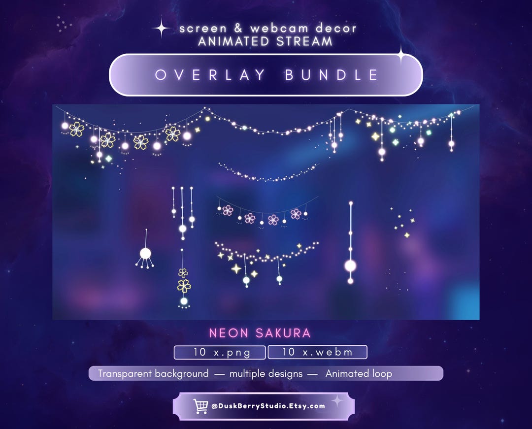 Animated Loop Overlay: Sakura Neon Overlay for Stream/webcam Frames ...