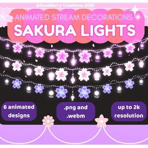 Animierte Sakura Kirschblüten Pastell Lichterkette