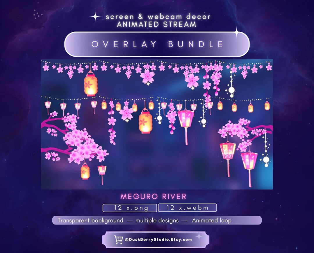 Animated Stream Loop Overlay: Meguro River for Twitch (WEBM/PNG Digital ...