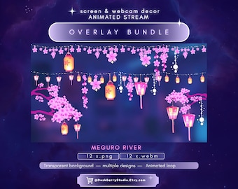 Animated Stream Loop Overlay: Meguro River for Twitch (WEBM/PNG Digital Download)