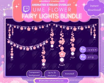 Ume Blossom Pink Fairy Light Bundle - Stream Overlay Decoration