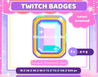 Diamond Gem Twitch Channel Point Icon: Square Badge (PNG Digital Download)