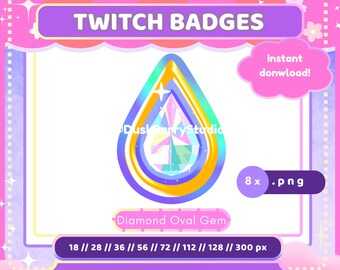 Oval Diamond Gem Twitch Icon: Channel Points Badge (PNG Digital Download)