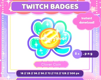 Clover Coin Twitch Channel Point Icon: Streamer Badge (PNG Digital Download)