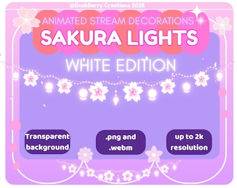 Animierte weiße Sakura Kirschblüten Pastell Lichterkette