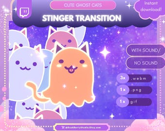 Ghost Cats Stinger Transition – Animated Starry Stream Overlay (Digital Download)