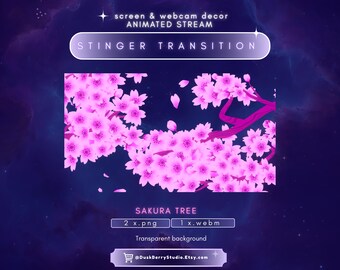Animated Stinger overlay: Sakura tree for Twitch (WEBM/PNG Digital Download)