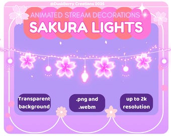 Animowane różowe wiśniowe kwiaty Sakura Pastelowe lampki choinkowe, dekoracja strumieniowa