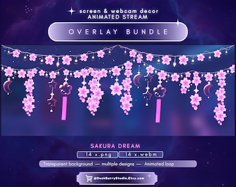 Animated Stream Loop Overlay: Sakura Dream Bundle for Twitch (WEBM/PNG Digital Download)