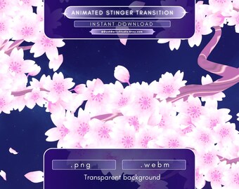 Animated Stinger overlay: White Cherry Blossom Sakura tree for Twitch (WEBM/PNG Digital Download)