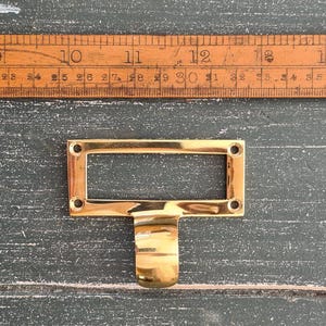 Porta biglietti da visita in ottone lucido, stile rustico, vintage, retrò, per cassetti, cassettiere, schedari, ufficio, casa, etichetta, porta biglietti da visita, PICCOLO