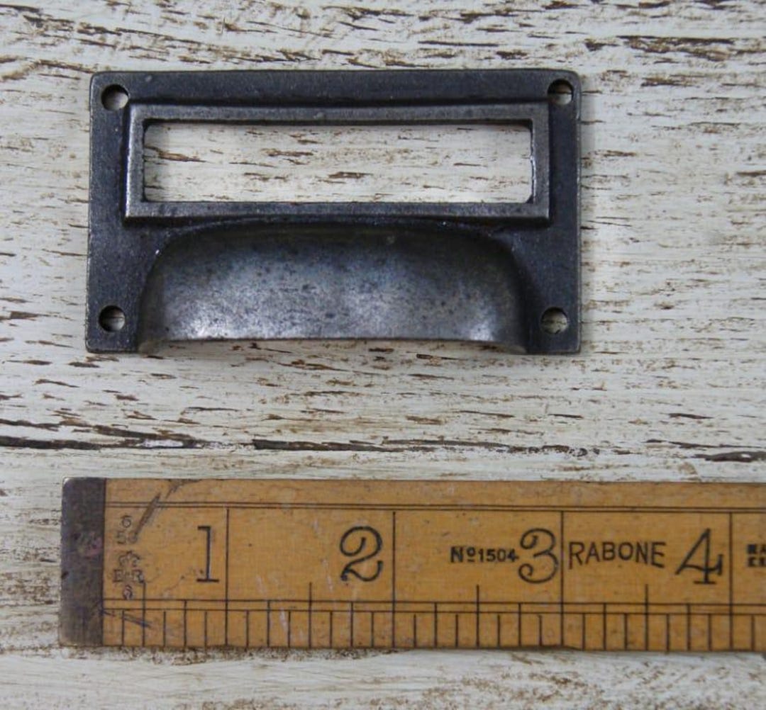 Rustic Iron Cabinet Cup Handle Label Frame Card Holder Tag Name Card ...