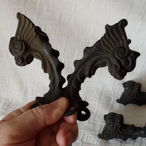 4 Antique Victorian Gothic Gargoyle, Lion Brackets, Architectural Hardware