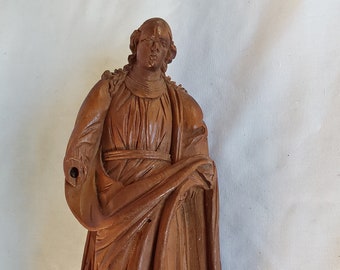 Antique Hand Carved Christian Santos, Saint Wood Sculpture