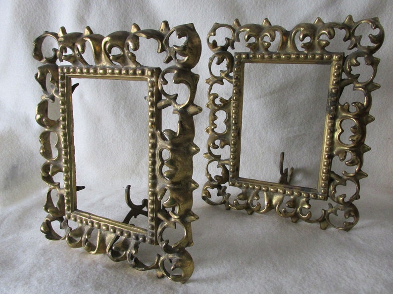 Matched Pair Of Antique Mirror Or Picture Frames Cast Brass