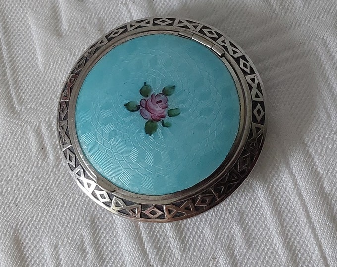 Antique Art Deco Guilloche Enamel Compact, Vanity Etsy