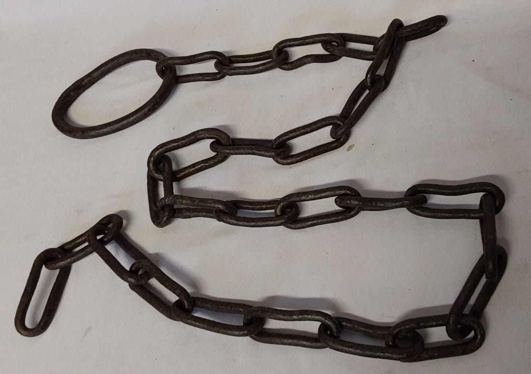 Antique C1800s Primitive Hand Forged, Wrought Iron Chain, 48 Inches ...