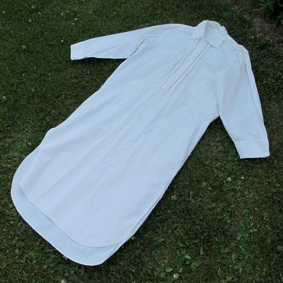 Antique C191020s Men's Night Shirt White Cotton Etsy