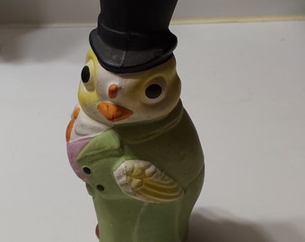 Antique Paper Mache Chick in Tuxedo Candy Container, Easter Decoration
