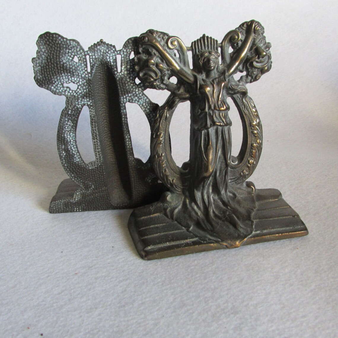 Antique c1925 Thespian Bookends by Hubley Theater Muse Drama Etsy