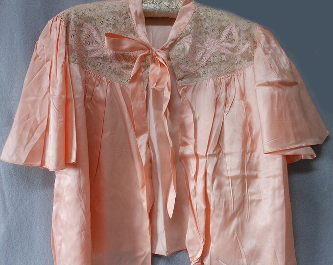 Elegant Silk Satin Ladies Bed Jacket With Lace & Ribbons Etsy