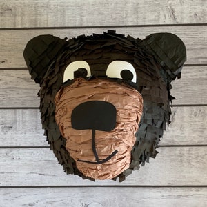 Bear Piñata, black bear piñata, woodland themed party, woods theme party, campfire party, boy birthday party, bear themed birthday image 2