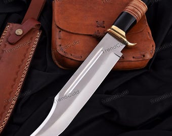 Handcrafted Bushcraft Knife with Leather Sheath: Carbon Stainless Steel Outdoor Tool