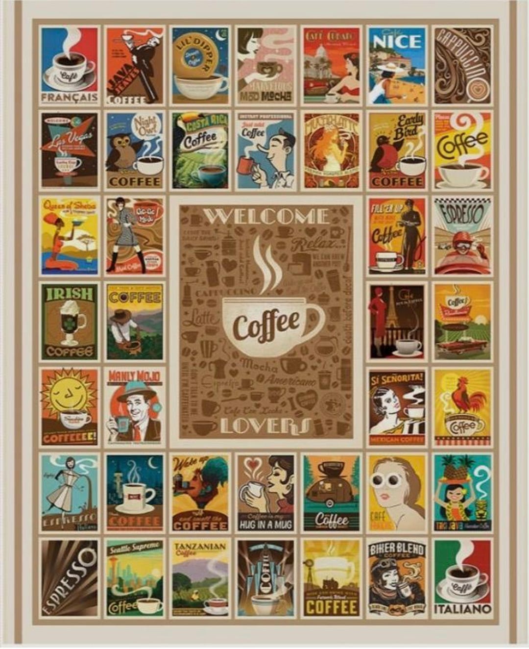 Riley Blake, Coffee Time, Welcome Coffee Lovers Panel (35.5