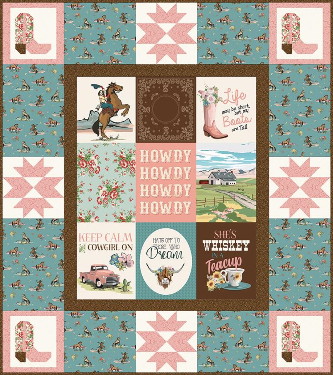 Riley Blake, Cowgirl on Panel Quilt Kit (64.5"x72.5") - Etsy
