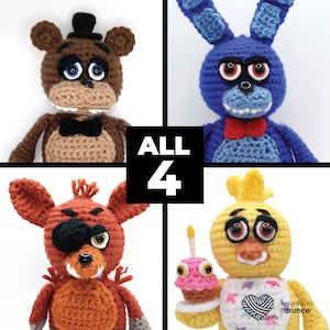 CROCHET PATTERN: Pizza Animatronic BUNDLE All 4 Patterns image 1