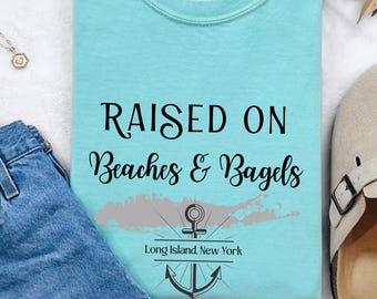 Personalisierte Long Island T-Shirt: Beaches & Bagels Küsten Pride Tee
