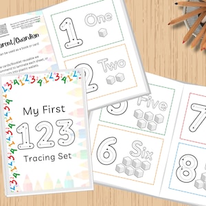 Number Tracing Set, My First Number Tracing, Number Recognition. Count to 10. Counting blocks, Counting to 10. Kindergarten and Preschool.