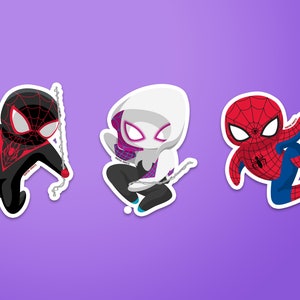 Spidey and His Amazing Friends Spider-Verse Waterbottle Stickers Marvel Stickers MacBook Stickers Miles Morales Spider-Gwen Spider-Man image 1