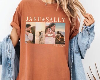 Custom Photo Comfort Colors Shirt, Personalized Couple Picture Vintage Shirt, Custom Retro Picture Tee,Couple Face Shirt Gift for Girlfriend
