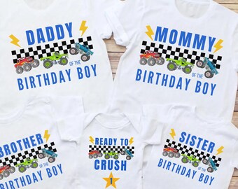 Monster Truck Birthday Shirt: Family Matching Outfit
