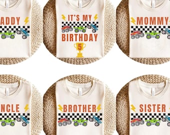 Monster Truck Birthday Shirt: Family Matching Race Car Outfit