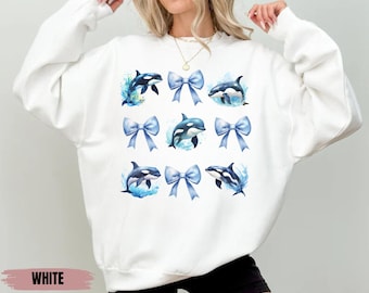 Sweat baleines orques, sweat-shirt baleine coquette, cadeau pour amoureux des baleines, cadeau biologie marine, cadeau baleine orque, sweat à capuche orque, orque de la mer