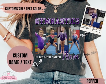 Custom Gymnastics Mom Shirt, Personalized Gymnastics Photo Comfort Colors Tee, Gymnastics Dad Shirt, Senior 2026 Gift, Gymnastics Team Shirt