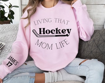 Benutzerdefinierte Hockey Mom, Hockey Mom Sweatshirt, personalisierter Hockey Hoodie, Hockey-Sweatshirt für Mama, Hockey Mutter Geschenk, Hockey Geschenk, Spieltag Hoodie