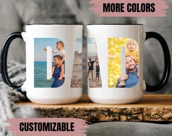 Personalized Photo Mug For Dad, Custom Fathers Day Cup, Photo Collage Mug, Dad Birthday Gift, Father Gift From Son Daughter Wife, Dad Mug