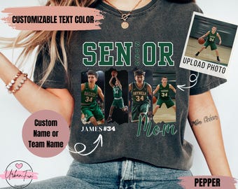 Custom Senior Basketball Mom Comfort Color Shirt, Custom Photo Mom Tee, Senior Night Mom Shirt, School Team Mom, Personalized Gift For Mom