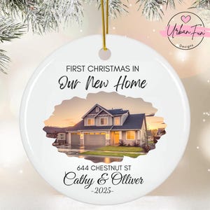 Decorazione fotografica personalizzata per la nuova casa 2025, decorazione personalizzata per il primo Natale nella nostra nuova casa, regalo di chiusura per agente immobiliare, ricordo per la festa di inaugurazione della casa