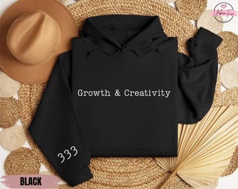 Sudadera con el número angelical 333, sudadera con capucha espiritual para el crecimiento y la creatividad, cuello redondo de manifestación, regalo de numerología, suéter de energía positiva para mujer