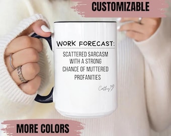 Coworker Coffee Mug, Personalized Work Forecast, Gift For Work Friend, Funny Work Mug, Work Colleague Gift, Custom Coworker Funny Gift