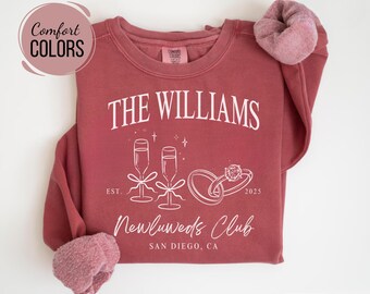 Benutzerdefinierte Braut Sweatshirt, Verlobungsgeschenk für die Braut, personalisieren Wifey Ehemann Shirt, Brautparty-Shirt, Flitterwochen-Shirt, Hochzeitsgeschenk der neuen Frau