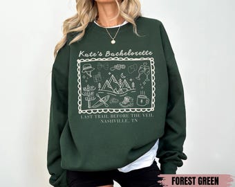 Personalized Camp Bachelorette Sweatshirts, Custom Camp Bach Bachelorette Crewneck, Lake Bachelorette Shirts, Hand Drawn Style Mountain Bach