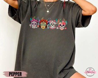 Comfort Colors Dia De Los Muertos Shirt: Sugar Skull Calavera Tee